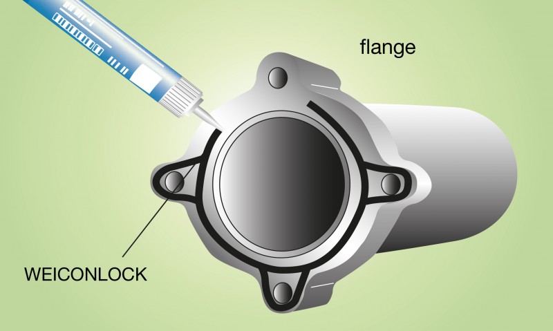 Adhesive for flange sealing, gasketing graphic